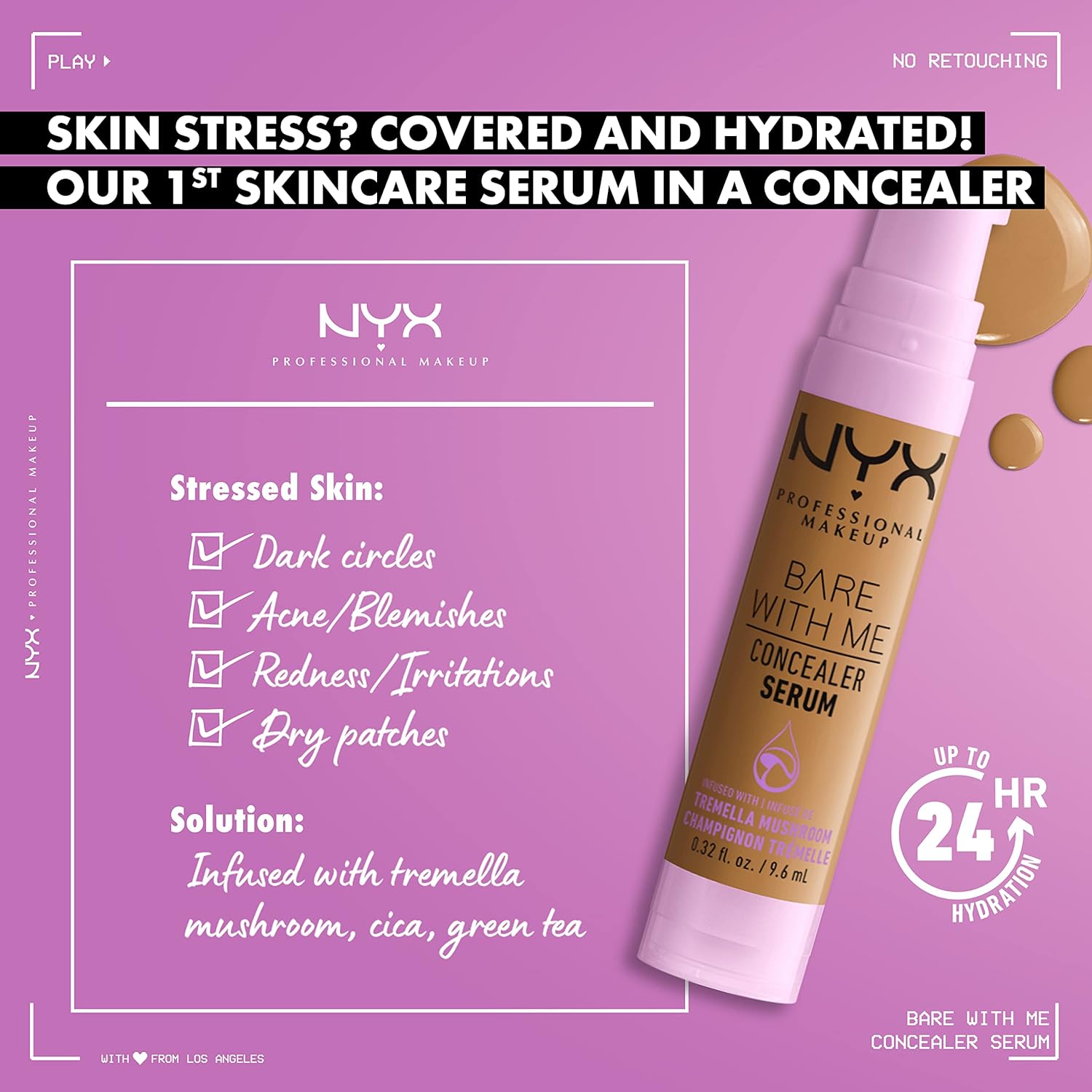 NYX PROFESSIONAL MAKEUP Bare With Me Concealer Serum, Concealer Makeup For Up To 24Hr Hydration - Fair - Image 3