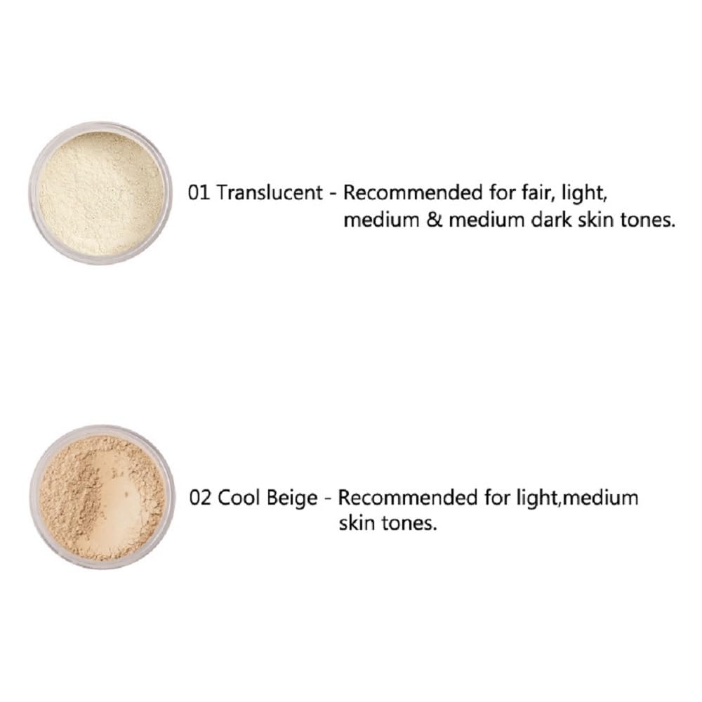 2 Pack PHOERA Setting Powder,Control Oil Brighten Skin Color Cover Blemish Whitening Face Makeup Lasting,Velour Powder Puff (102 Cool Beige) - Image 3