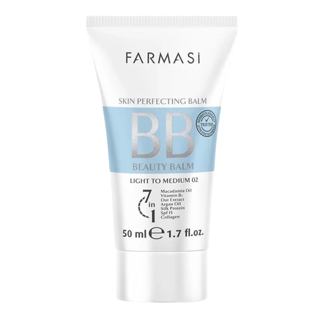 FARMASi BB Cream Beauty Balm, Tinted Moisturizer with SPF 15, Lightweight Matte Finish, Buildable Coverage Face Makeup, 1.7 fl oz, 02 Light to Medium - Image 2