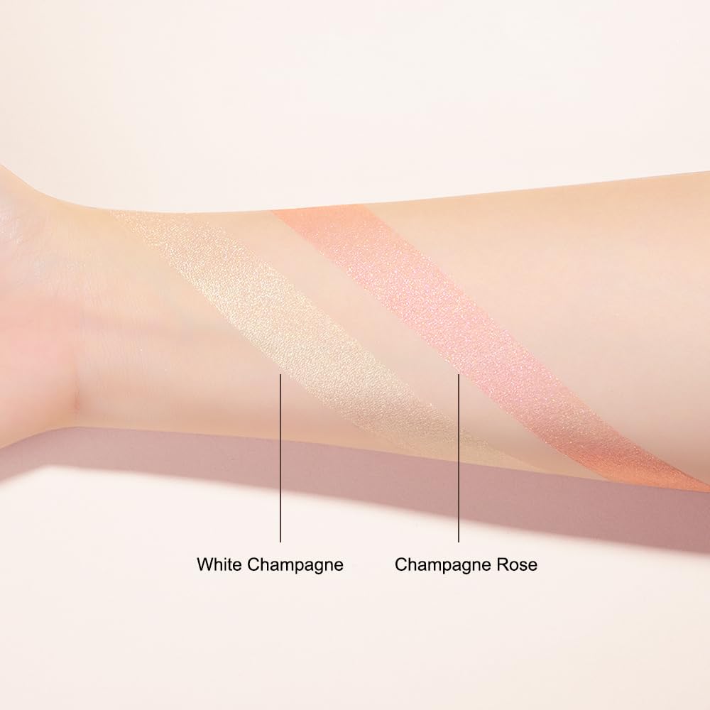 Highlighter Makeup Palette Highlighter Powder Glossy Glitter Highlight Makeup Palette come with mirror -Whtie Champagne - Image 4
