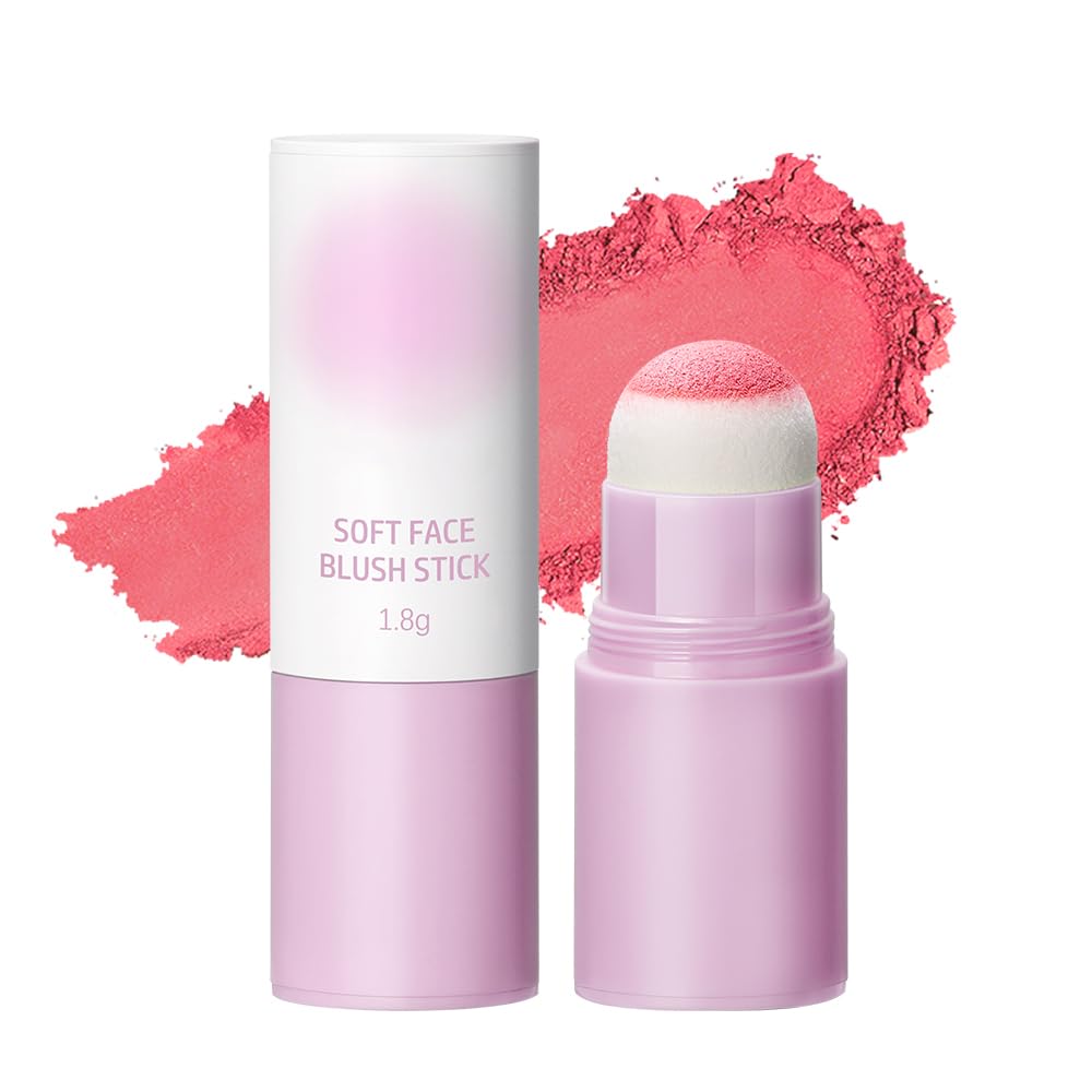 Soft Face Blush Stick, Matte Natural Long Lasting Blush for a Flawless Finish, Creamy Blendable Formula for All Skin Types, Everyday Wear Professional Quality Makeup (Shy pink, Large) - Image 2
