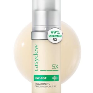 Easydew DW-EGF Melatoning Ampoule 5X – Hydrating Dark Spot Serum with Niacinamide & Glutathione for Uneven Skin – Fast Absorbing Day & Night Ampoule Korean Skin Care (Bottle 1.01 fl oz, EGF 5X)