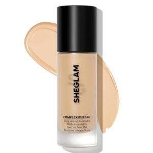 SHEGLAM Full Coverage Foundation Makeup Long Lasting Waterproof Matte Dewy Liquid Foundation – Nude