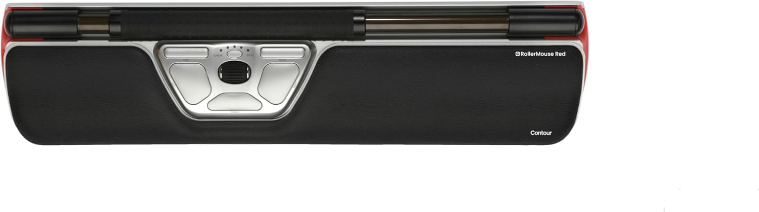 Contour RollerMouse Red Ergonomic Mouse for Shoulder Forearm Wrist Strain Relief for RSI Carpal Tunnel Centered Rollerbar 6 Customizable Buttons 10 Speed Settings Mac/PC Compatible Wireless - Regular - Image 2