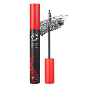 CLIO Kill Lash Superproof Mascara, Waterproof Mascara Black, Lengthening & Lifting for Defined Eyelash, Long-Lasting, Clump & Smudge-Free, for Sensitive Eyes, Korean Makeup Beauty (001 Long Curling)