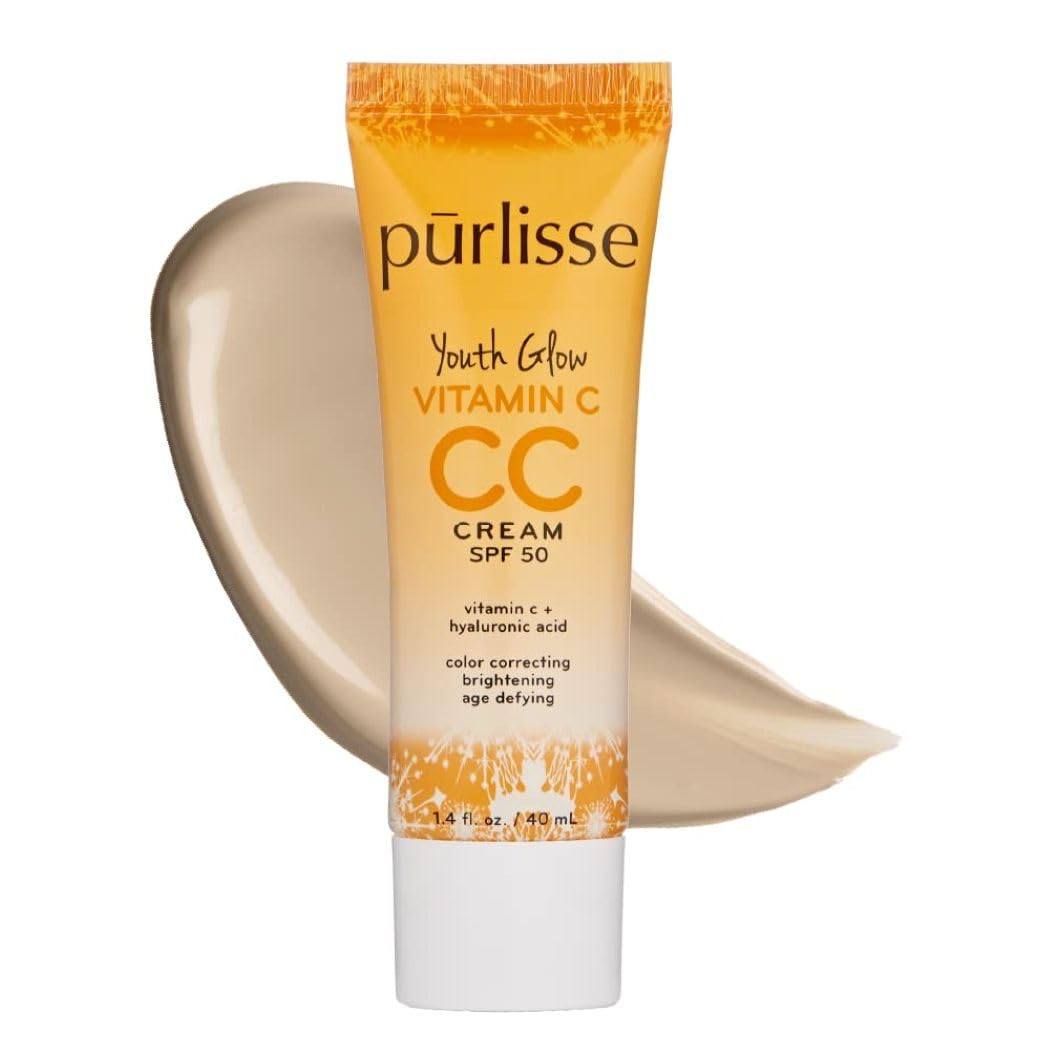 pūrlisse Youth Glow Vitamin C CC Cream with SPF 50 - Color Corrector Enriched with Sea Buckthorn, Vitamin C & Hyaluronic Acid - Boosts Radiance & Youthfulness - Paraben-Free - Light (1.4 oz) - Image 2