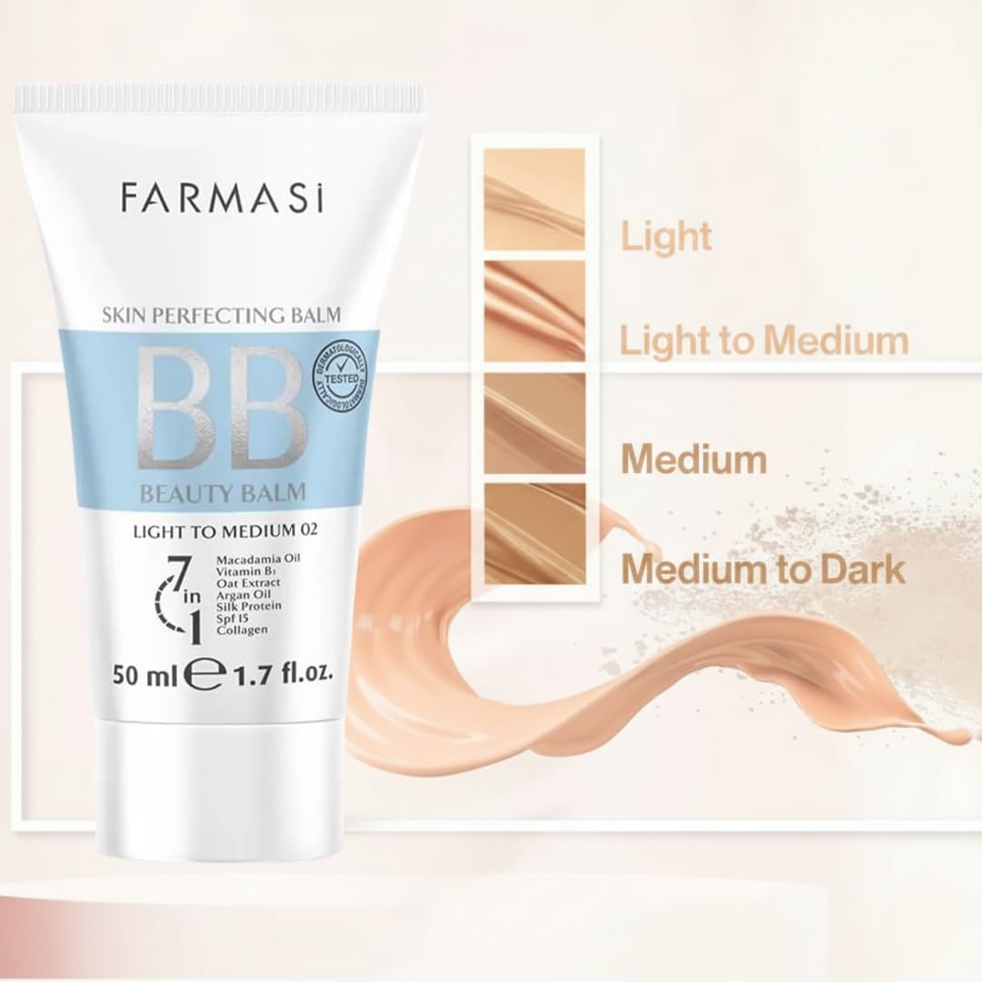FARMASi BB Cream Beauty Balm, Tinted Moisturizer with SPF 15, Lightweight Matte Finish, Buildable Coverage Face Makeup, 1.7 fl oz, 02 Light to Medium - Image 5