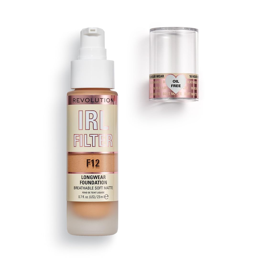 Revolution, IRL Filter Longwear Foundation, Soft & Breathable Formula, Medium to Full Coverage, Matte Finish, F12, 0.7 fl oz - Image 7