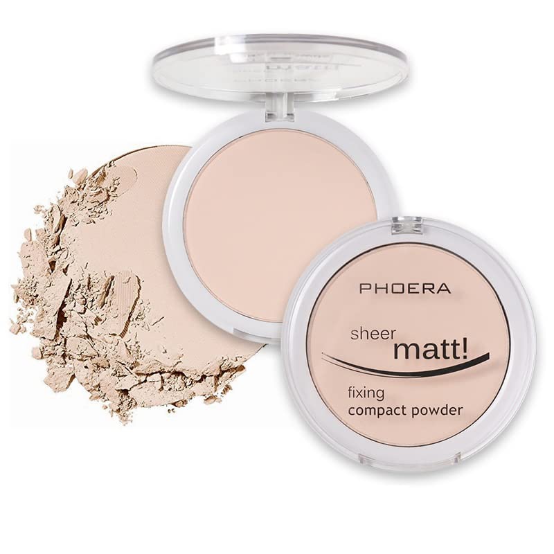2 Pack PHOERA Matte Face Powder, Control Oil Brighten Skin Color Cover Blemish Makeup Face Setting Setting Powder Foundation。(201-Translucent) - Image 2