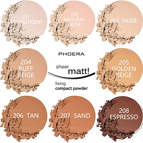 2 Pack PHOERA Matte Face Powder, Control Oil Brighten Skin Color Cover Blemish Makeup Face Setting Setting Powder Foundation。(201-Translucent) - Image 4