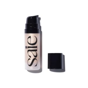 Saie Mini Glowy Super Gel – Hydrating Makeup Primer and Illuminating Glow Serum Enriched with Vitamin C and Squalane Oil – All-Over Liquid Highlighter Makeup for Instant Glass Skin – Starglow (0.5 oz)