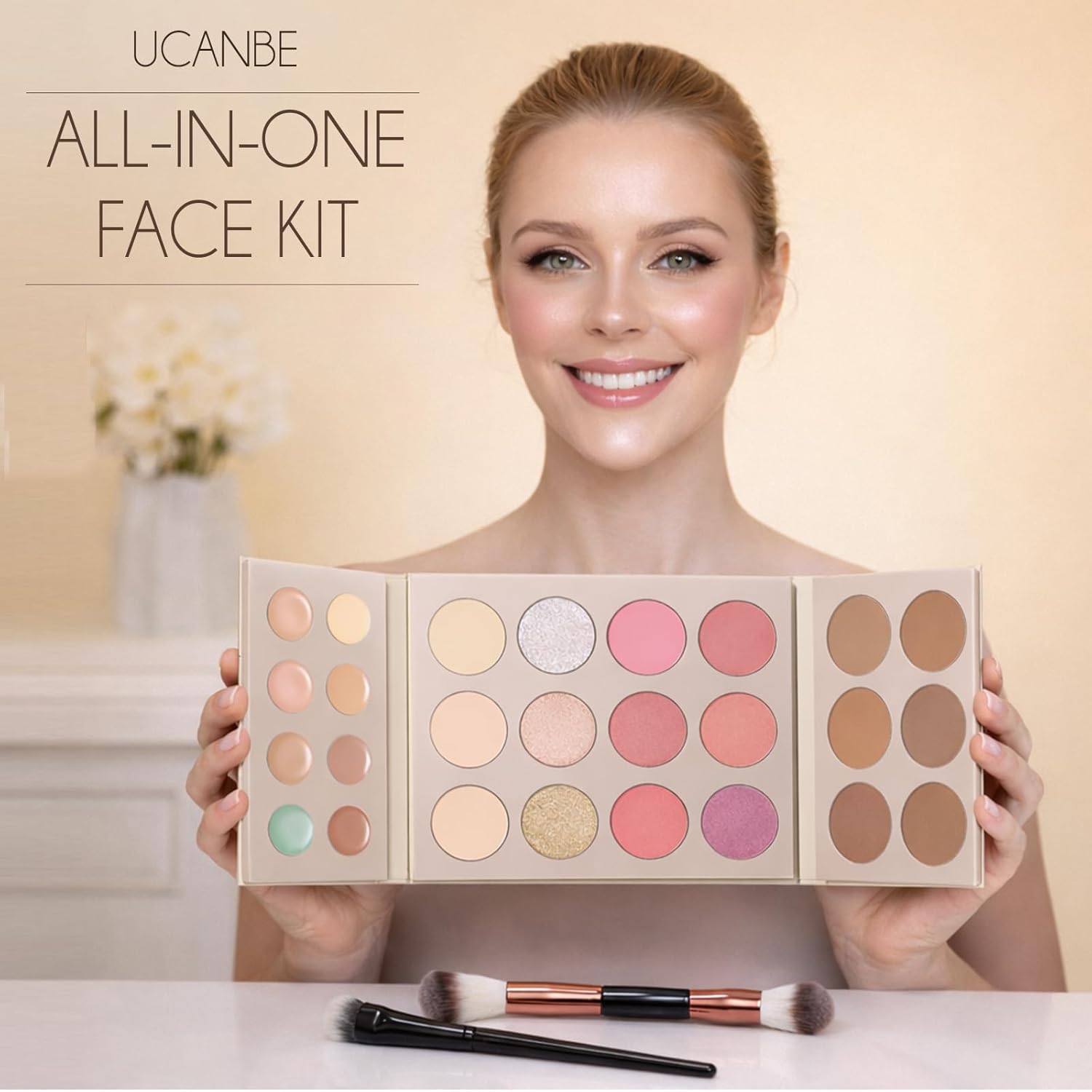 UCANBE 26 Colors Face Makeup Palette Set, All-in-One Makeup Set Includes Concealer, Highlight, Blush, Bronzer with 2 Brushes – Multi-Use Facial Beauty Makeup Gifts Kit for Women Travel-Friendly - Image 8