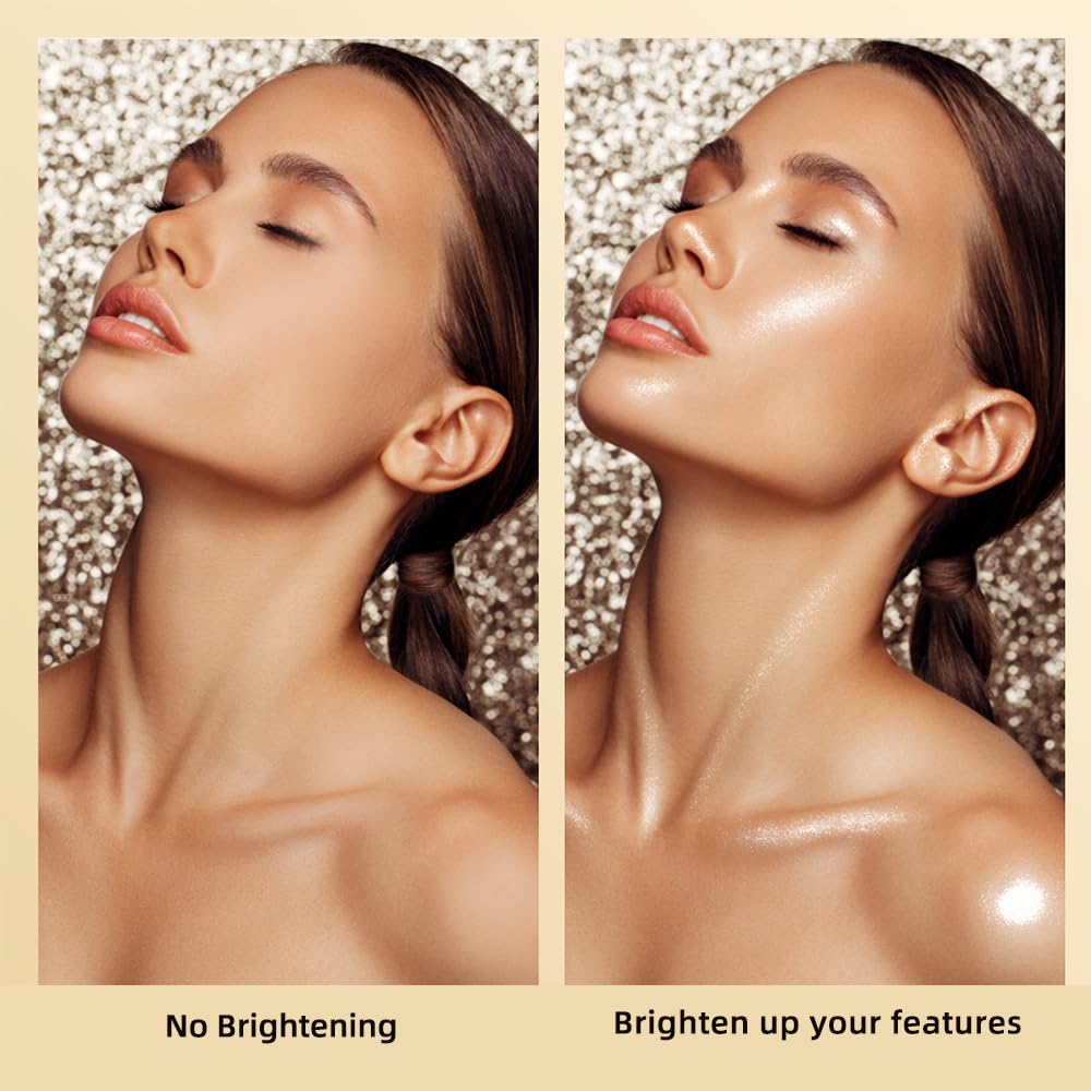 ELESSY Highlighter Makeup Palette,Face Glitter illuminator Palette,Natural Sparkling Finish Highlighter Powder,High Glossy Shimmer Smooth Baked Powder,Lasting Shining Highlighter Palette -SUN GLOW - Image 3