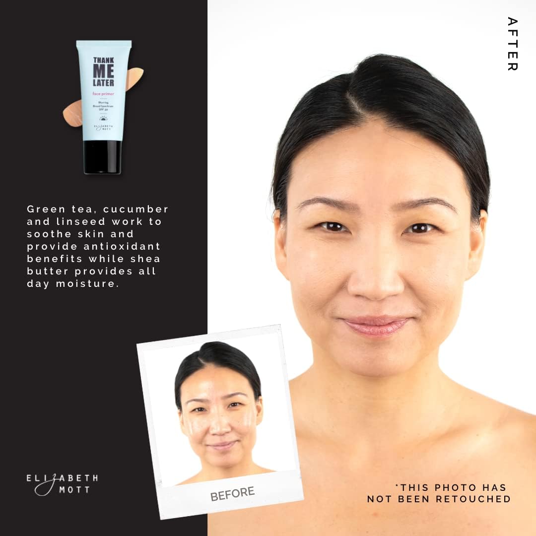 Elizabeth Mott Thank Me Later Blurring Face Primer SPF 30 – Lightweight, Hydrating Makeup Primer - Smooths Fine Lines & Wrinkles for a Soft-Focus Finish – Mineral-Based, Cruelty-Free Formula – 30g - Image 8
