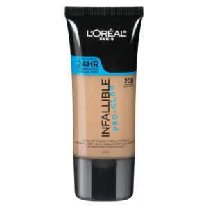 L’Oreal Paris Makeup Infallible Up to 24HR Pro-Glow Foundation, Sun Beige, 1 fl oz.