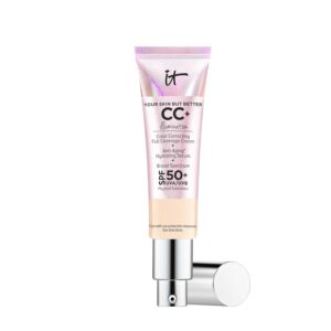 IT Cosmetics CC+ Cream Illumination – Radiant Full Coverage Foundation With SPF 50+, Color Corrector & Hydrating Anti-Aging Serum, Hydrolyzed Collagen + Peptides, Normal to Dry Skin – 1.08 fl oz