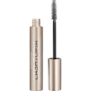 bareMinerals Lashtopia Mega Volume Mineral-Based Black Mascara, 10X More Volume, Whipped Mousse-Like Formula, Fanned-Out Fullness, Nourishes & Conditions Lashes, Clump- & Flake-Resistant, Vegan