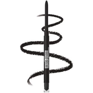 Maybelline Tattoo Studio Automatic Gel Pencil Waterproof Eyeliner, Blendable, Smudge Resistant, Matte Eyeliner For Up To 36HR Wear, Pitch Black (Smokey Black), Packaging May Vary