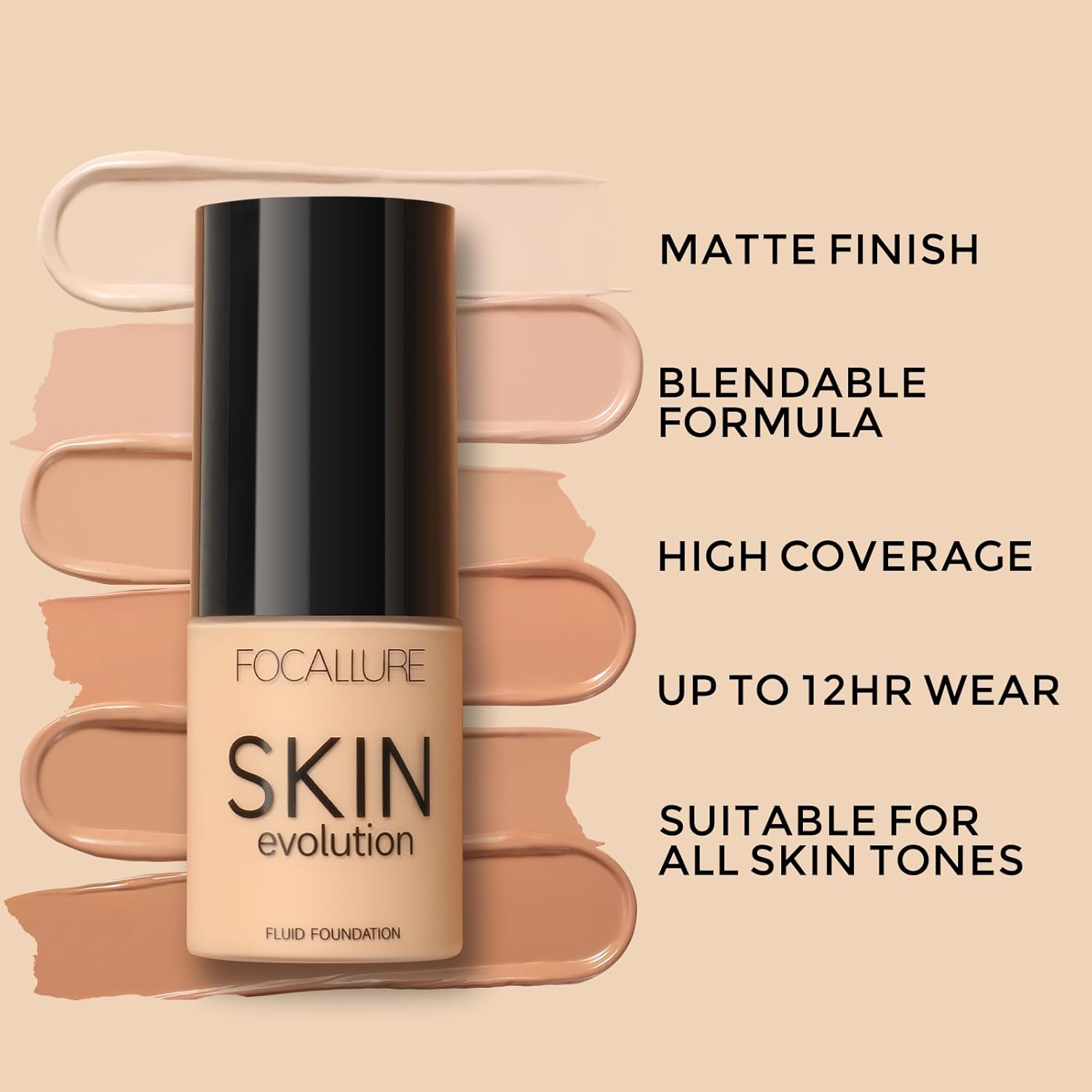 FOCALLURE 2 Pcs Liquid Foundation, Skin Evolution Foundation + Concealer, Full Coverage Foundation Makeup, Durable, Waterproof, Oil-Control, Hides Wrinkles & Lines, Warm Ivory - Image 4