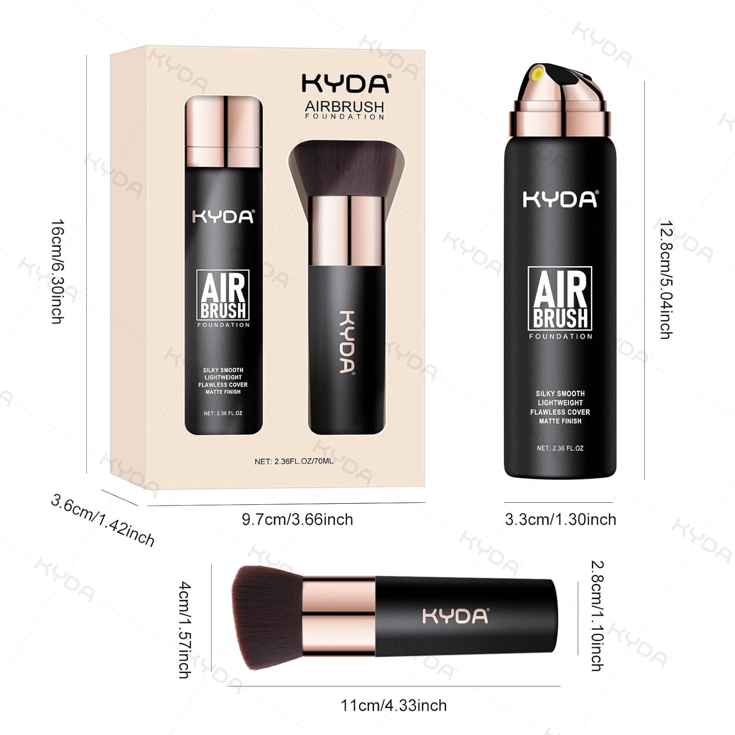KYDA AirBrush Foundation Spray, Silky Foundation Mist Makeup, Flawless Coverage for Smooth Creamy Nude Finish, Breathable Blendable Lasting Formula, Moisturizing Makeup Primer-#220 Natural Beige - Image 9