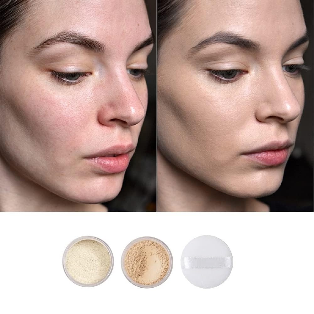 2 Pack PHOERA Setting Powder,Control Oil Brighten Skin Color Cover Blemish Whitening Face Makeup Lasting,Velour Powder Puff (102 Cool Beige) - Image 5