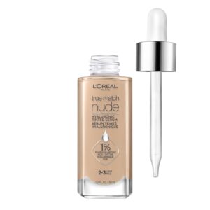 L’Oreal Paris True Match Nude Hyaluronic Tinted Serum Foundation with 1% Hyaluronic acid, Light 2-3, 1 fl. oz.