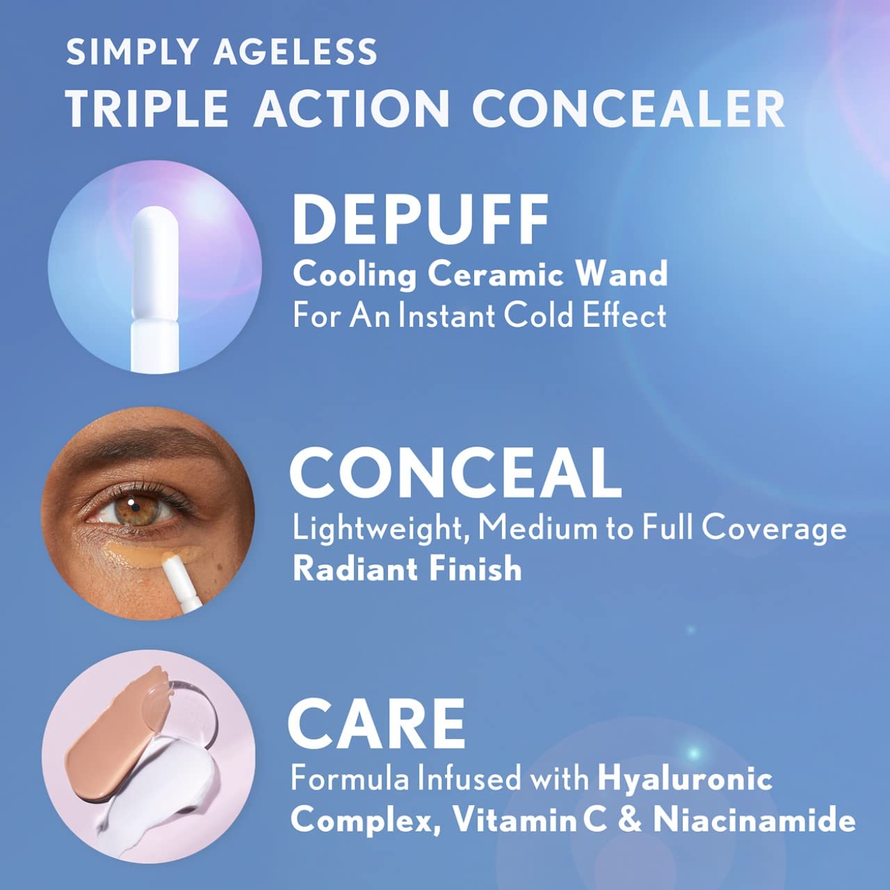 COVERGIRL Simply Ageless Triple Action Concealer, Light, Pack of 1 - Image 6