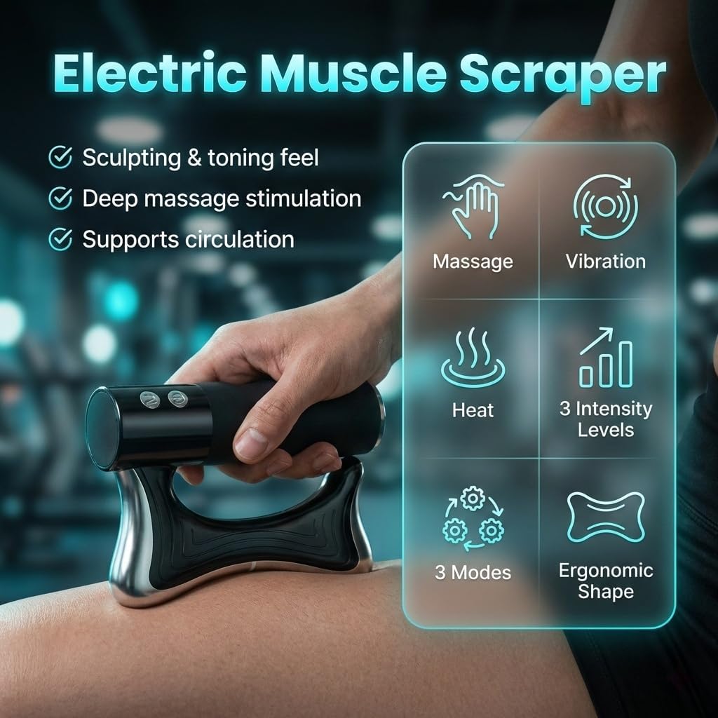 Sculptor Full Body Contour Device with Heat & EMS, Cellulite Massager Skin Firming & Lymphatic Drainage Muscle Relief Better Circulation, Electric Fascia Knife for Belly, Arm, Waist, Leg (Black) - Image 3