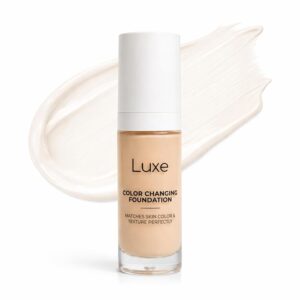 Luxe Research Color Changing Foundation for Women – Instantly Adjusts to Skin Tone – Buildable Light-to-Medium Coverage Liquid Makeup – 12-Hour Wear, Natural Dewy Finish, 1.0 fl oz (Light)