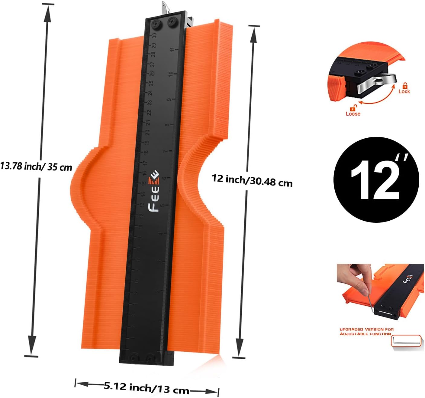 Contour Gauge (12 Inch) with Lock Profile Tool, Birthday Gifts for Men Dad Husband Him Super Contour Duplicator Men Gifts Woodworking Tools Carpenter Tools Construction Outline Angle Measuring Tool - Image 6