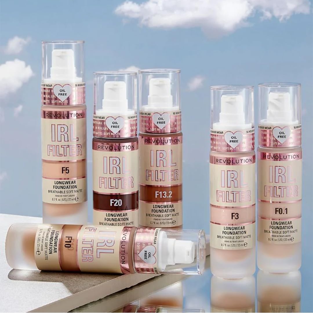 Revolution, IRL Filter Longwear Foundation, Soft & Breathable Formula, Medium to Full Coverage, Matte Finish, F12, 0.7 fl oz - Image 8
