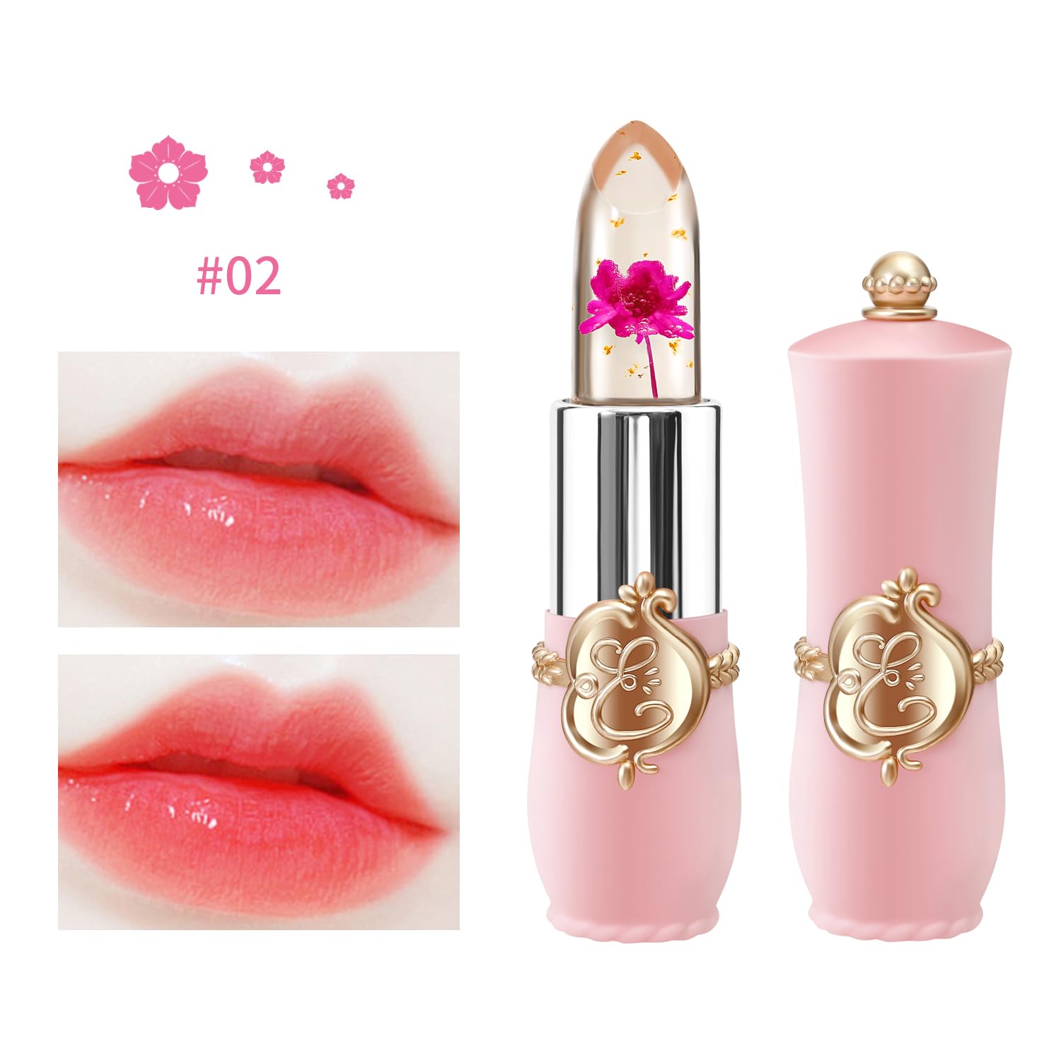 BestLand 3 Pcs/Set Flower Jelly Lipstick Set Temperature Change Moisturizer Long Lasting Nutritious Balm Magic Color Change Lip Gloss (3Pcs Flower Jelly Lipstick 010203) - Image 4