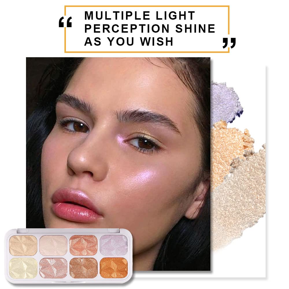 evpct 8 Colors Highlighter Makeup Palette for Face Highlighters & Luminizers iluminadores de maquillaje profesional Gold Cheek Diamond Shimmer Stick Glitter Contour Bronzer and Highlighter Palette - Image 7