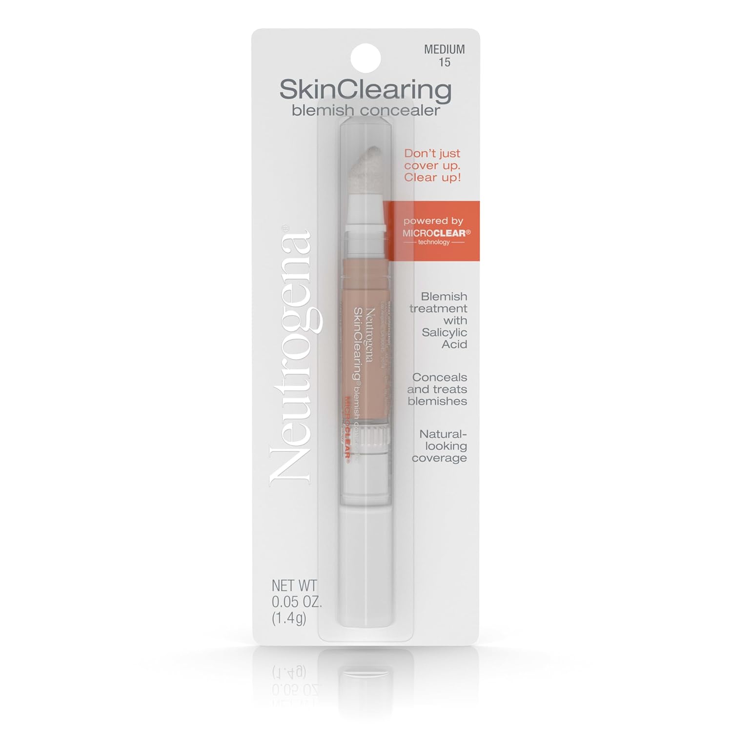 Neutrogena SkinClearing Blemish Concealer Face Makeup with Salicylic Acid Acne Medicine, Non-Comedogenic and Oil-Free Concealer Helps Cover, Treat & Prevent Breakouts, Medium 15,.05 oz - Image 2