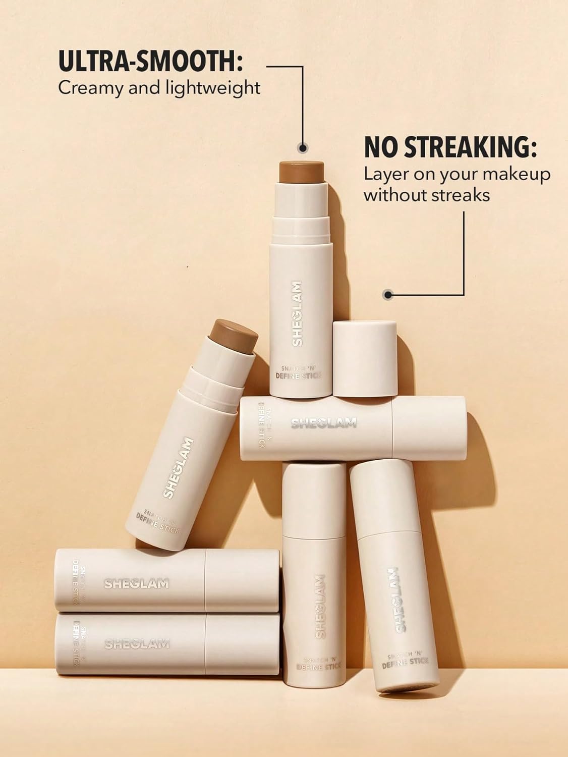 SHEGLAM Snatch 'n' Define Cream Contour Stick Long Lasting Highly Pigmented Sweat Proof Face Bronzer Makeup - Soft Tan - Image 3