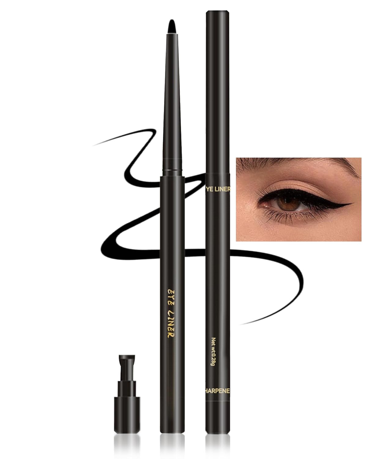 Black Gel Eyeliner for Older Women,Gel Eye Liner Pencil Waterproof Smudgeproof,Matte Cream Eyeliner Waterline with Sharpener Retractable Eyebrow Liner Makeup Pen Mature Women Sensitive Eye 1 Pc - Image 2