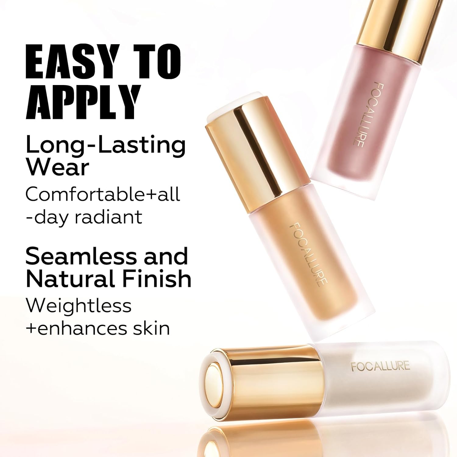 FOCALLURE Shimmer Liquid Highlighter, Smooth Cream Formula and Non-greasy Finish,Delivers a Natural Glow, Long Lasting Illuminator Highlighter Face Enhancing Makeup,Golden Wind - Image 6