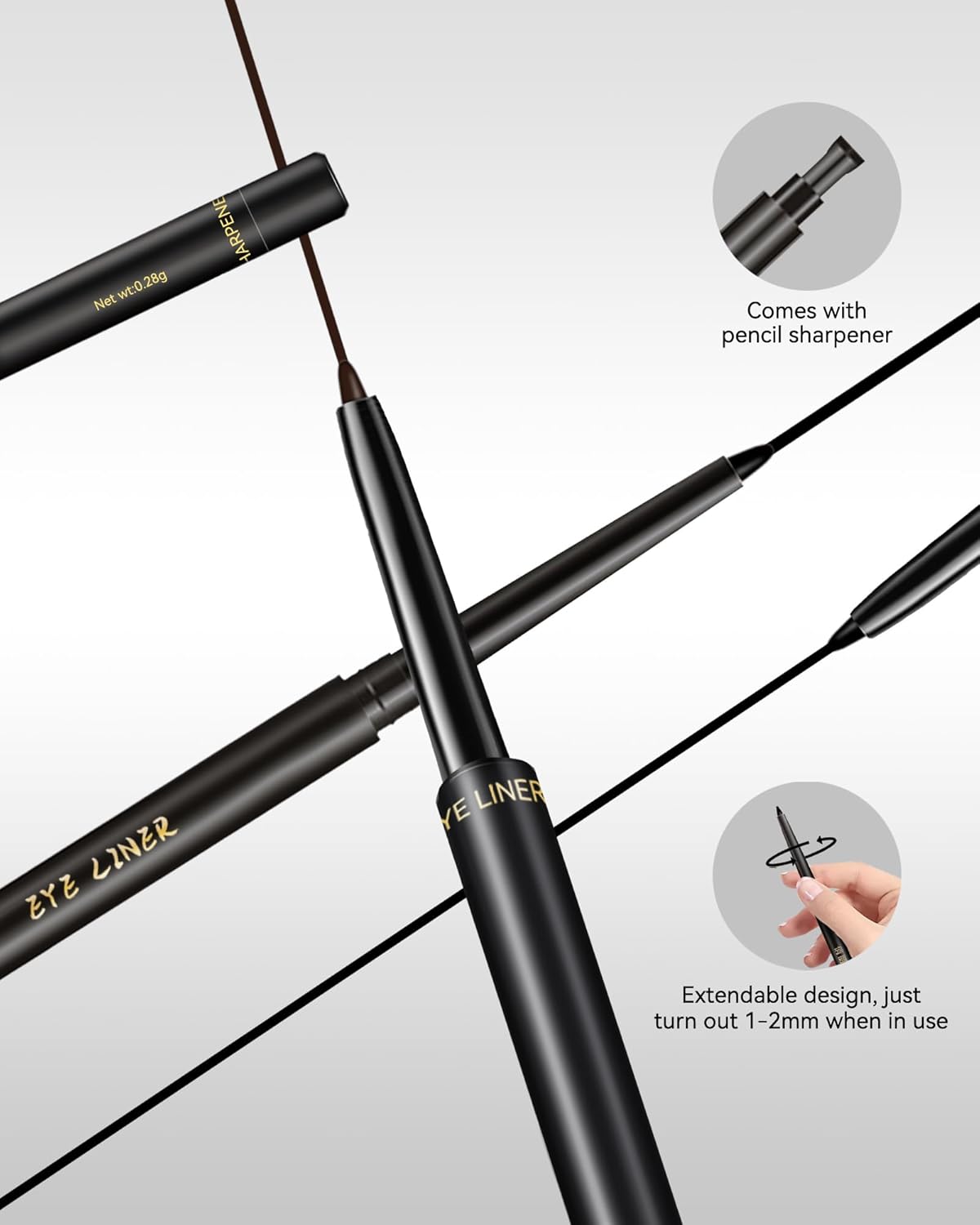 Black Gel Eyeliner for Older Women,Gel Eye Liner Pencil Waterproof Smudgeproof,Matte Cream Eyeliner Waterline with Sharpener Retractable Eyebrow Liner Makeup Pen Mature Women Sensitive Eye 1 Pc - Image 7