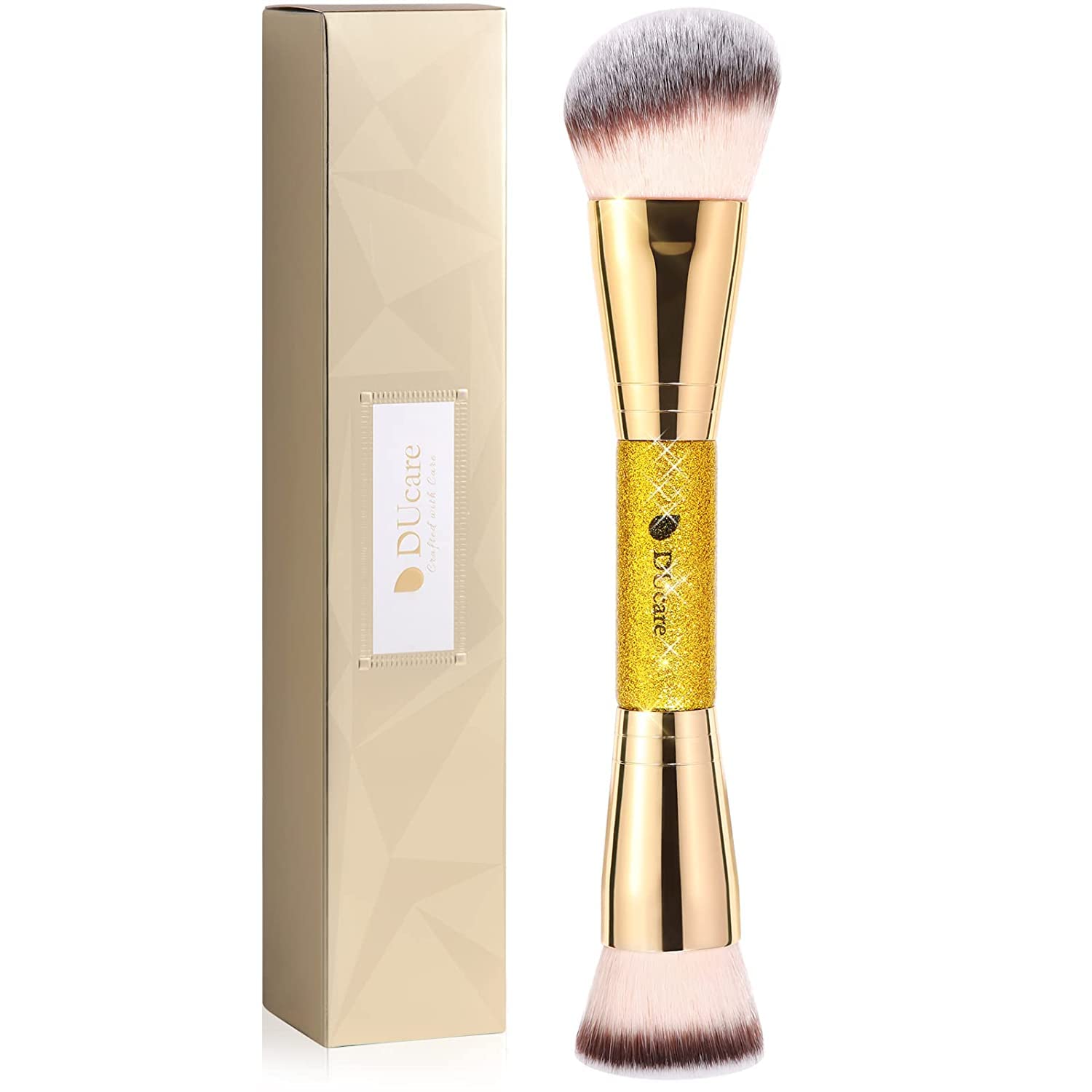 DUcare Foundation Brush Contour Bronzer Makeup Brush Double Ended Self Tanner Brush Sculpting Brush for Blending Liquid Powder Concealer Cream Cosmetics Blush Buffe - Image 2
