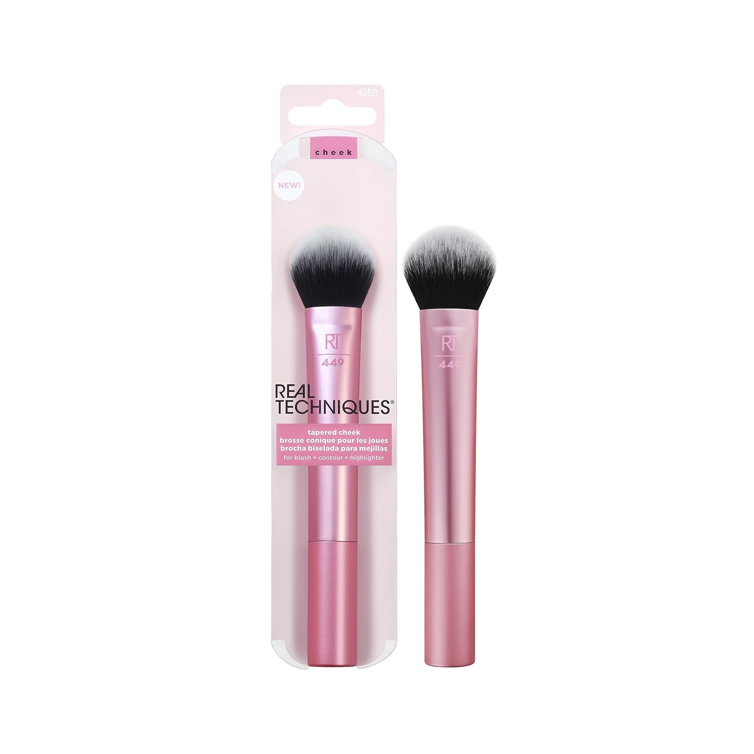 Real Techniques Tapered Cheek Brush, RT 449 Fluffy Blending Brush for Powder Blush & Highlighter, UltraPlush Synthetic Bristles, Vegan & Cruelty-Free Makeup Brush, 1 Count - Image 2