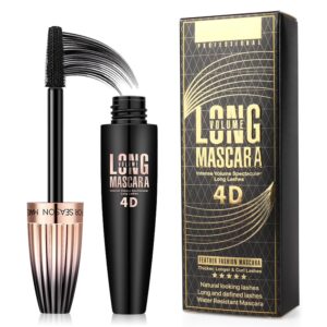 4D Silk Fiber Lash Mascara, Waterproof Long Lasting Mascara Black Volume and Length Natural, Exquisitely Full, Lengthening Thickening Softer Fuller Lashes Amplify Smudge-Proof Eyelash Mascaras,1 Pack