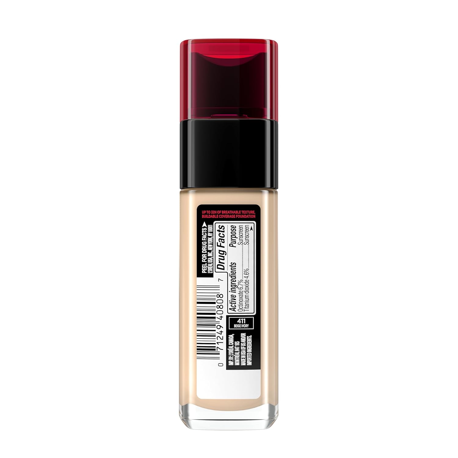 L'Oreal Paris Makeup Infallible Up to 32 Hour Fresh Wear Lightweight Foundation, 411 Beige Ivory, 1 Fl Oz, Packaging May Vary - Image 9