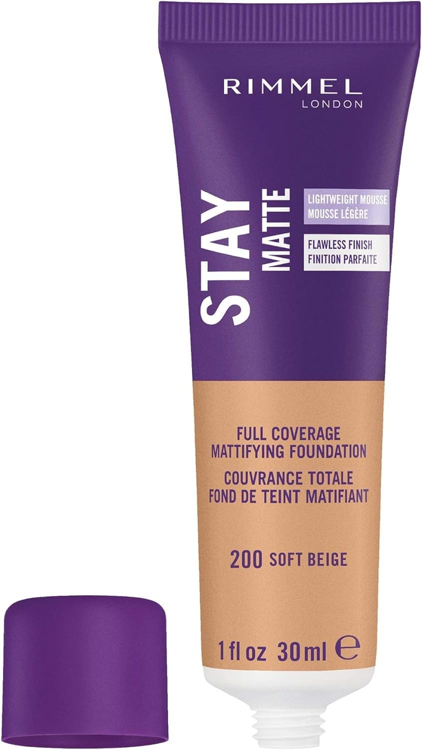 Rimmel London Stay Matte Liquid Mousse - 200 Soft Beige - Foundation, Lightweight, Shine Control, Oil-Free, 1oz - Image 2
