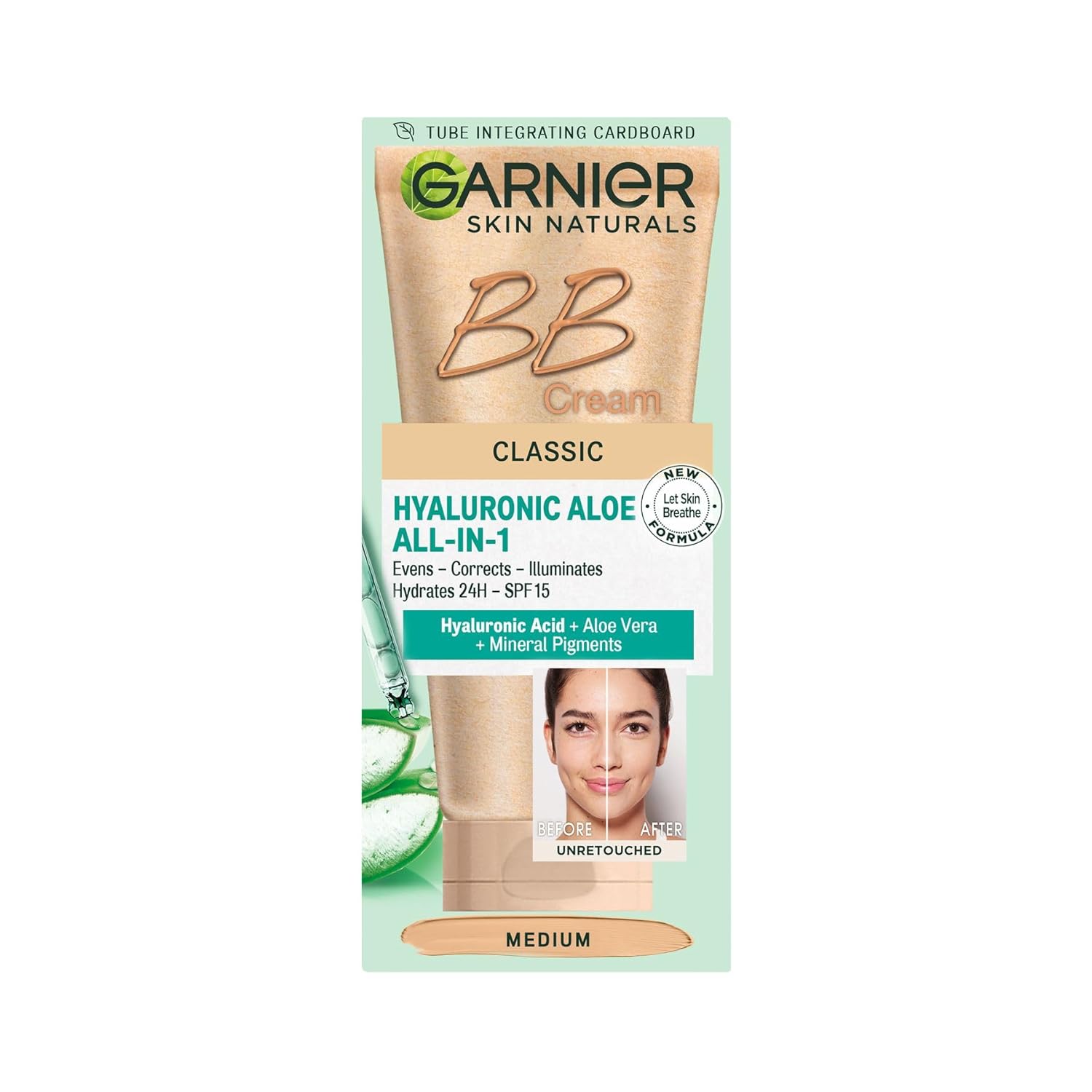 Garnier Skin Naturals Classic Hyaluronic Aloe All-in-1 BB Medium Cream, 50ml - Image 2