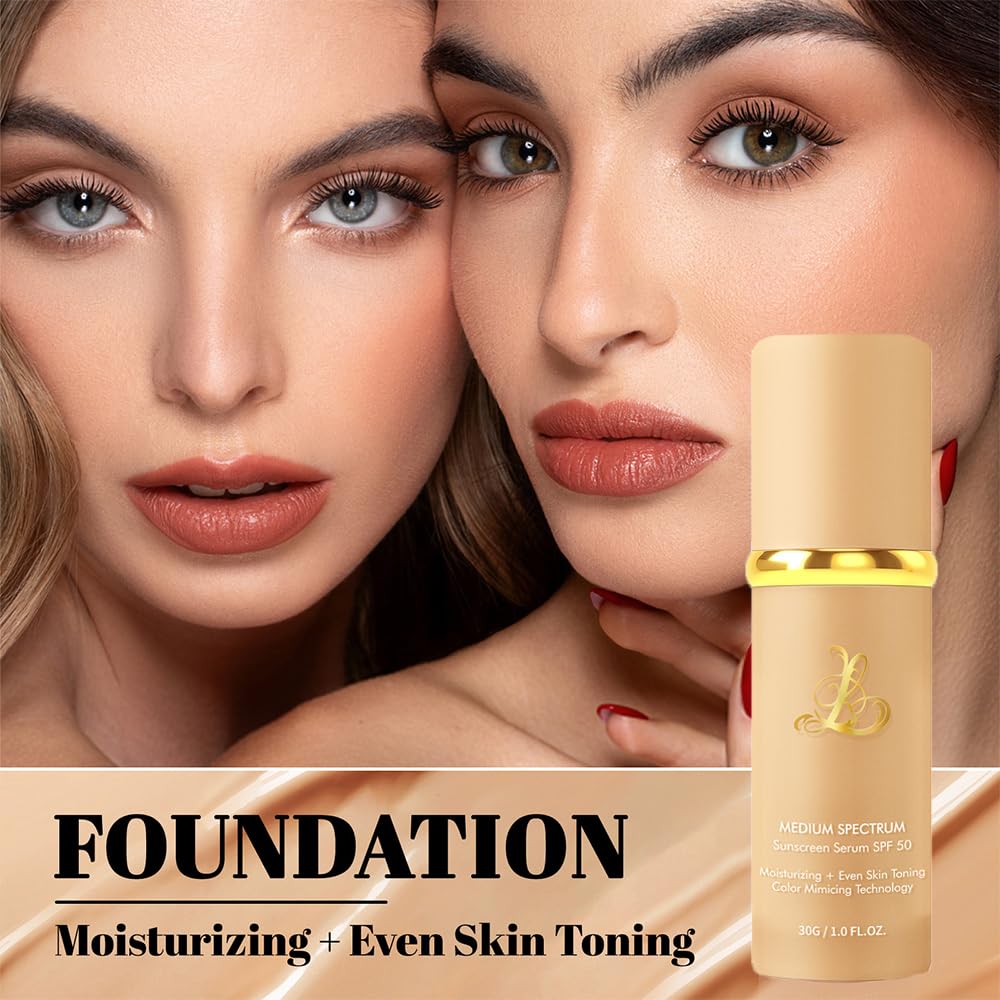 Foundation 4 in 1 - Color Changing Foundation, Medium Spectrum with SPF 50, Hypoallergenic Hydrating Liquid Concealer, Long-lasting & Waterproof Natural Finish - 1.06 fl oz - Image 7