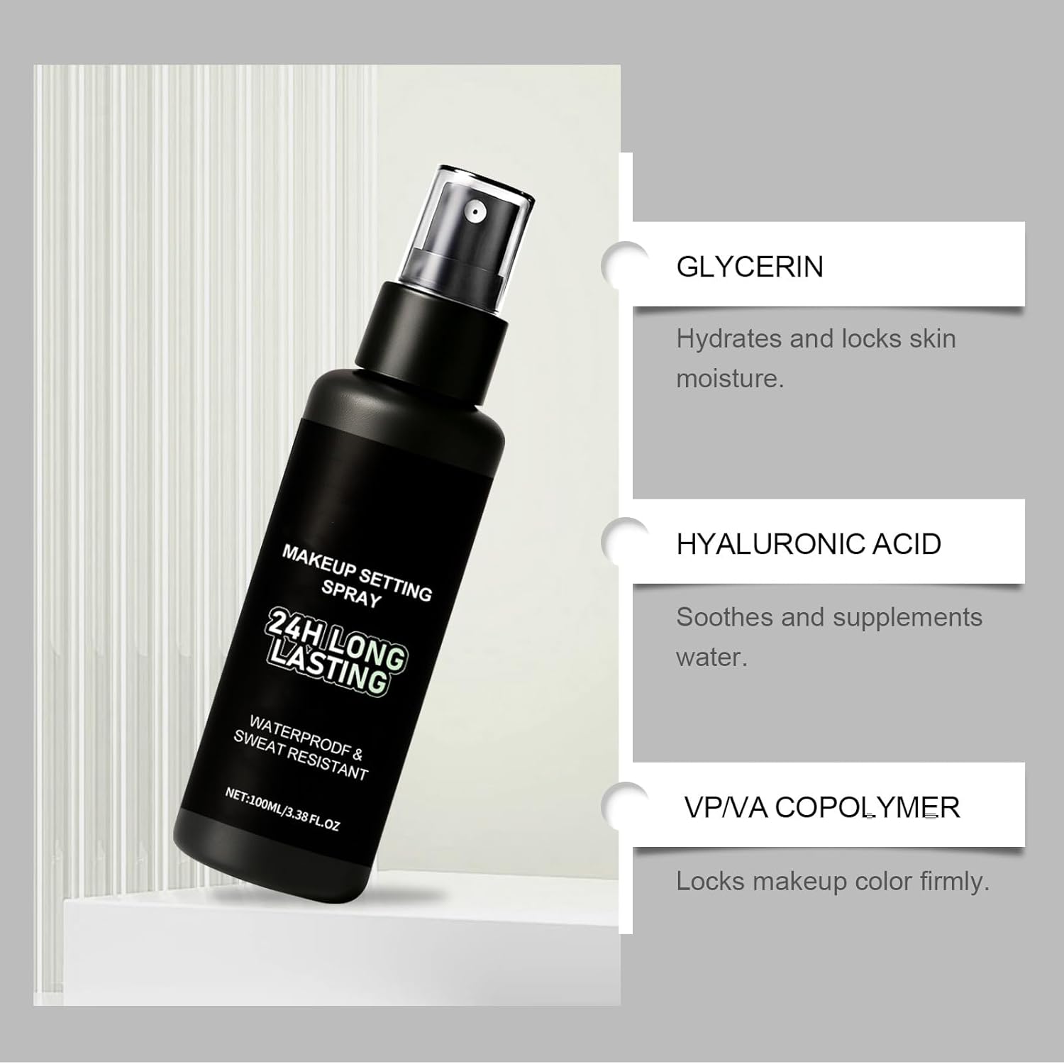 Setting Spray for Makeup, Long-Lasting, Waterproof,Alcohol-Free Face Makeup Finishing Spray (100ml/3.38fl oz) - Image 3