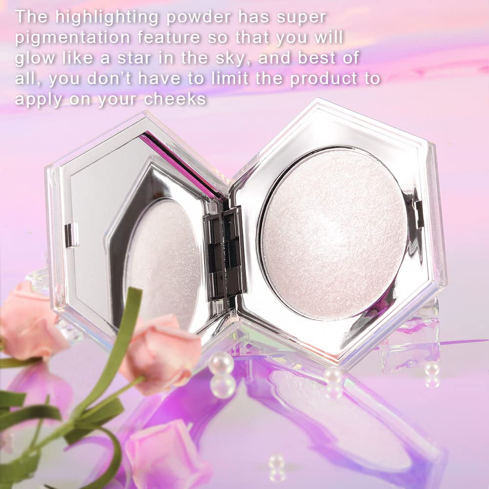 Pearl White Shimmer Glitter Highlighter Highlight Makeup Contour Powder,Silver Face Highlighter, Highlighter+Makeup iluminadores Illuminator Make Up (Shiny Silver) - Image 7