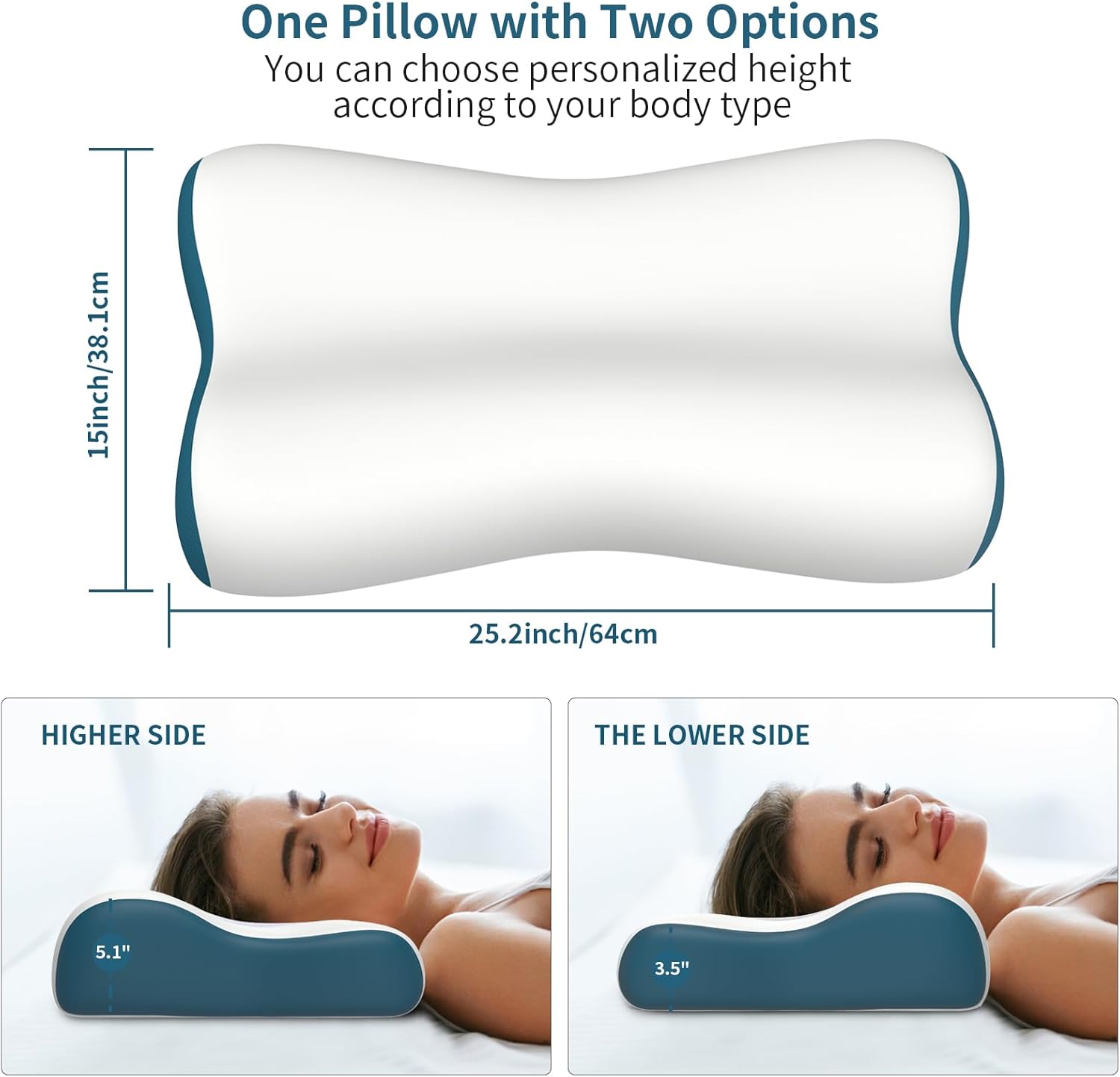 Cervical Neck Pillow for Pain Relief, Contour Memory Foam Pillows for Sleeping, Ergonomic Pillow Orthopedic Cooling Pillow Bed Pillow Neck Support for Side Back Stomach Sleepers - Image 6