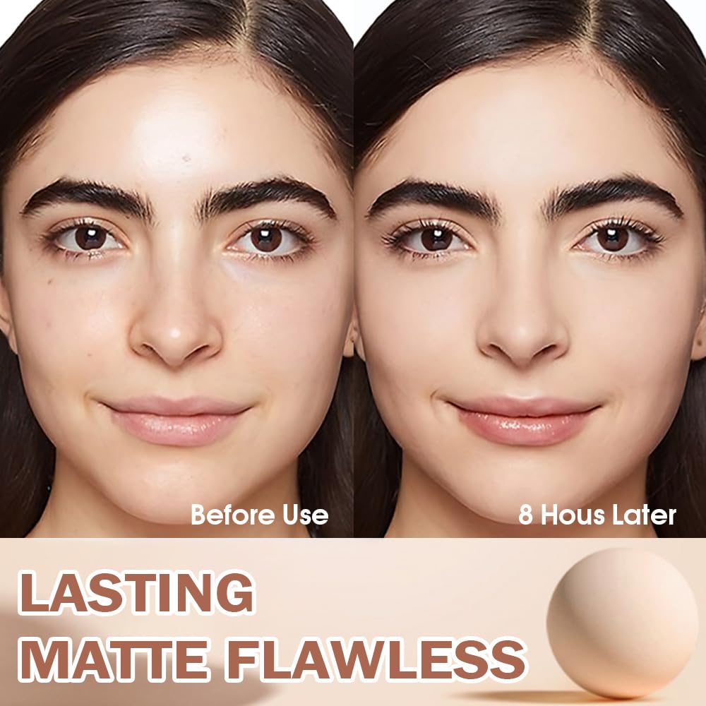 evpct Oil Control Pressed Face Powder Compact for Women, Translucent Setting Powder Makeup Foundation for Women, Waterproof Long Lasting Lightweight, polvo compacto de maquillaje, 01 Classic Ivory - Image 3