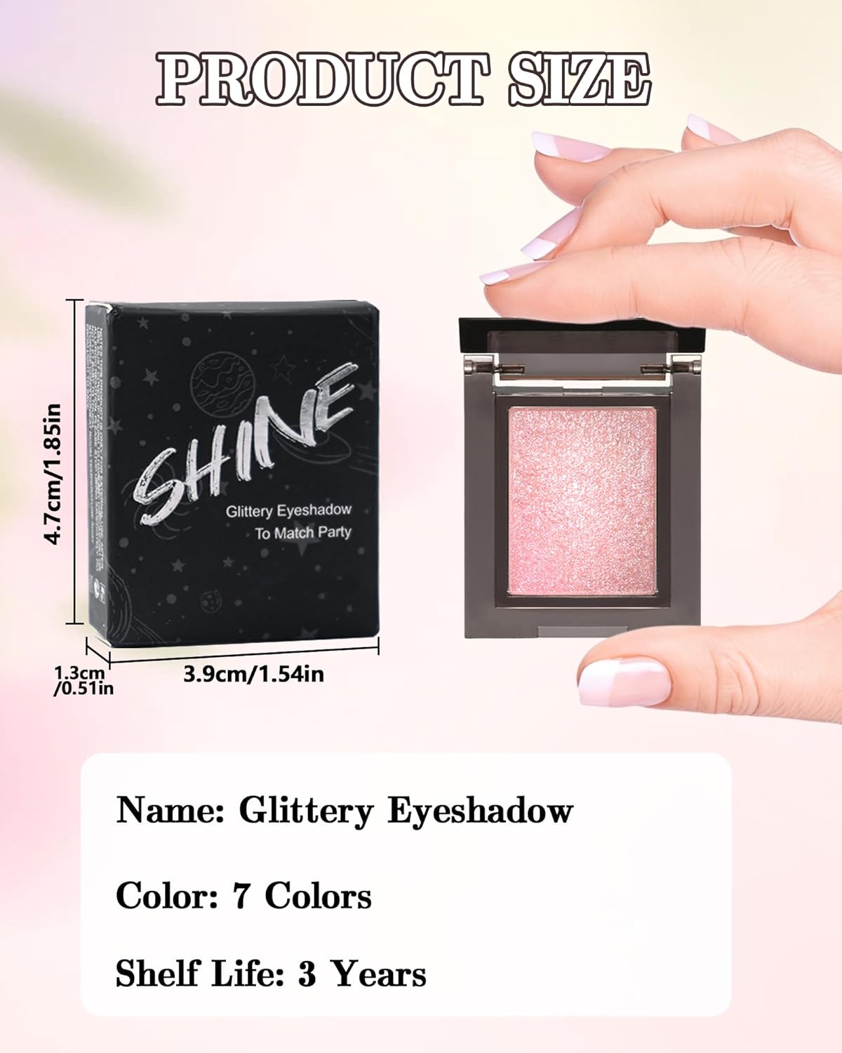 Pink Glitter Eyeshadow Palette, Single Shimmer Metallic Eye Shadow Palettes, Waterproof Long Lasting, Sparkly Highly Pigmented Eye Shadow for Women, Blendable Highlighter Powder Makeup Palette 01 - Image 9